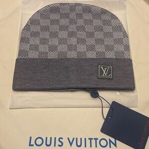 Louis Vuitton Dark Gray Checkered Beanie! OS NWT